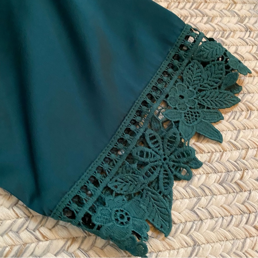 Emerald Green Lace Robe Satin Robe - Picture 5 of 7
